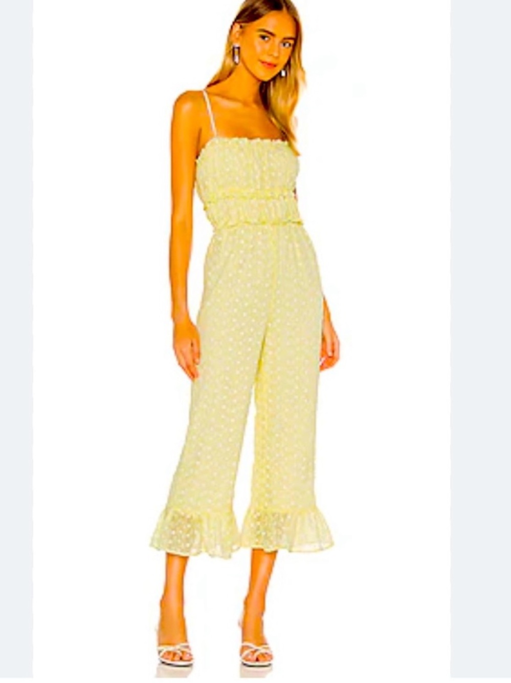 MAJORELLE Lemon Eyelet Ruffle Jumpsuit